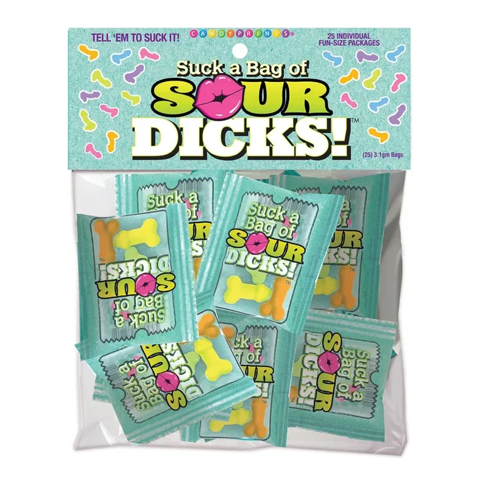 Suck a Bag of Sour Dicks! Bag of 25 – Pecker Lollies – Bulk Bag of 25 Party Packs