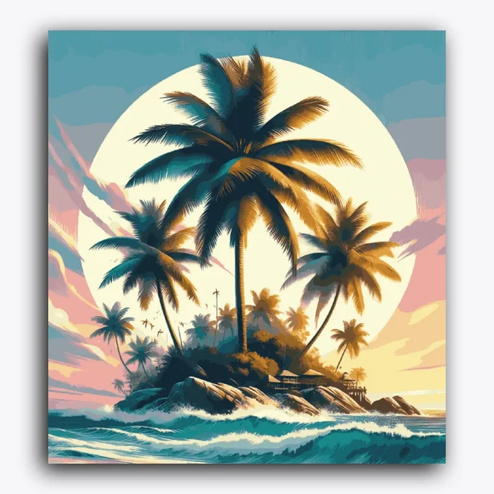 Sun Behind Coconut Tree