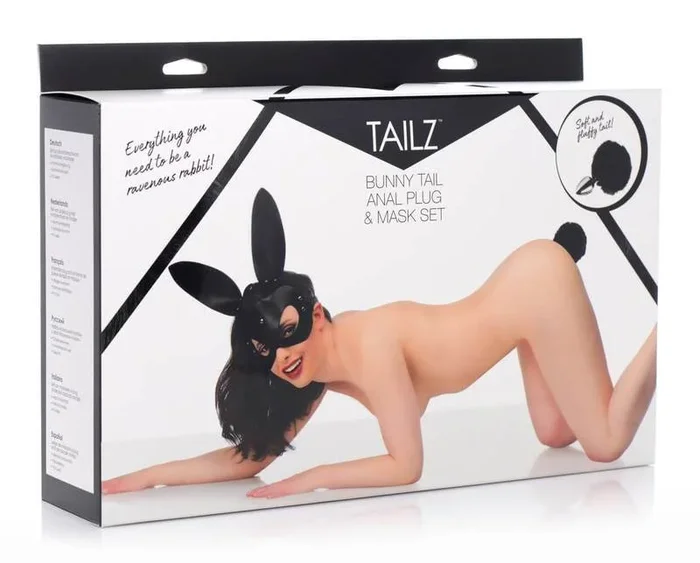 Tailz – Bunny Tail Anal Plug and Mask Set – Black