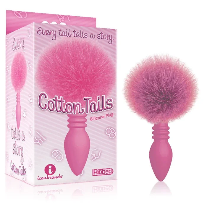 The 9’s Cottontails, Ribbed Pink – Pink Butt Plug with Bunny Tail