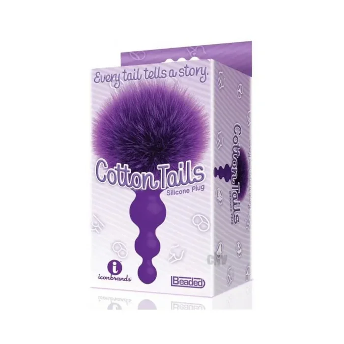 The 9’s Cottontails Silicone Bunny Tail Butt Plug Beaded Purple