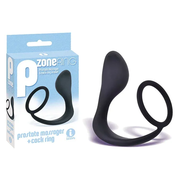 The 9’s P-Zone Cock Ring – Black Anal Plug with Cock Ring