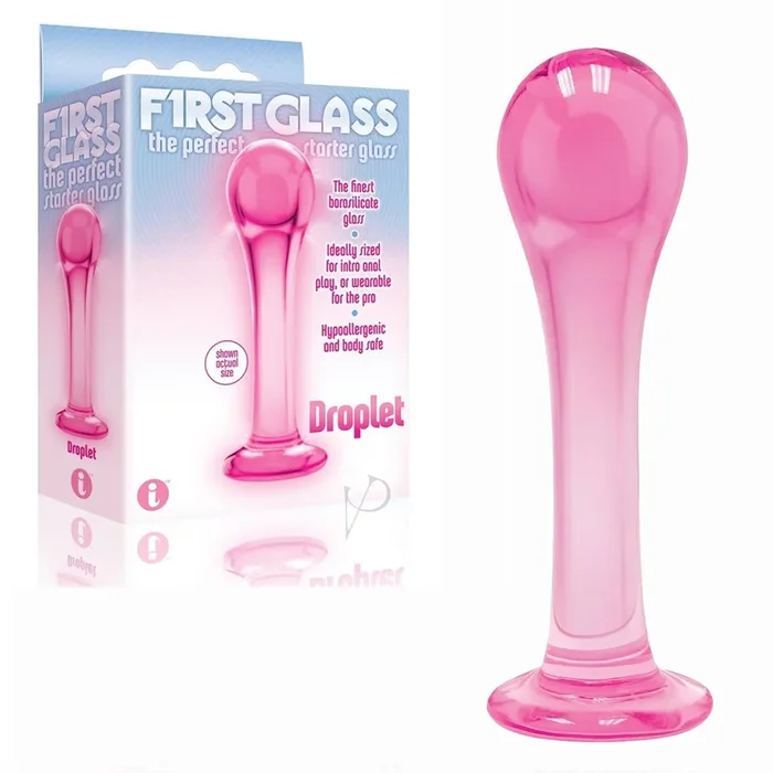The 9 First Glass Droplet Pink Butt Plug