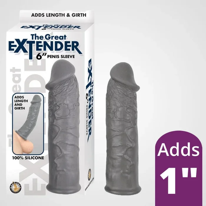 The Great Extender 6″ Penis Sleeve – Grey