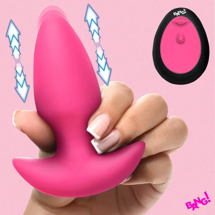Thrusting & Vibrating Silicone Butt Plug – Pink