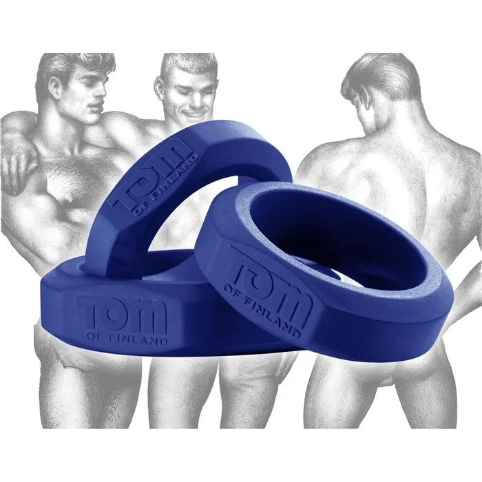 Tom Of Finland 3 Piece Silicone Cock Ring Set – Blue