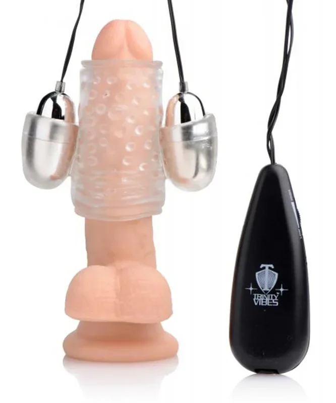 Trinity For Men Dual Vibrating Penis Head Masturbator Clear