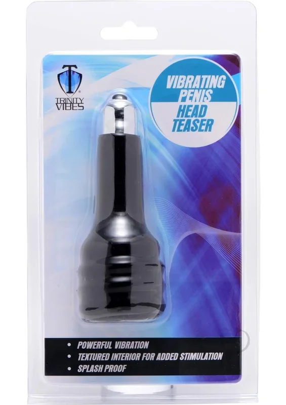 Trinity Vibes Vibrating Penis Head Masturbator Splashproof Black