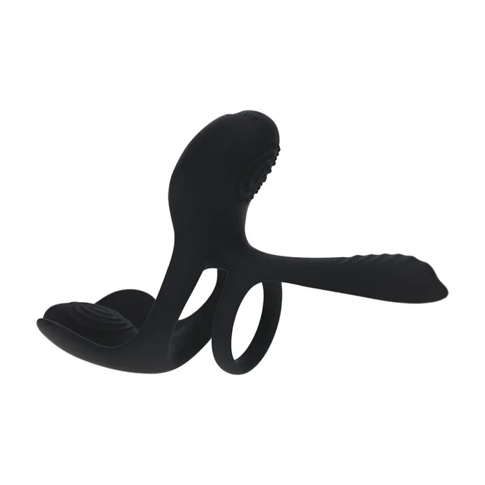 Triple Motor Vibrating Silicone Cockring – Black