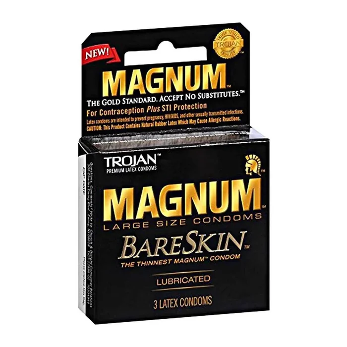 Trojan Magnum Bareskin Lubricated Latex Condoms – 3 pk