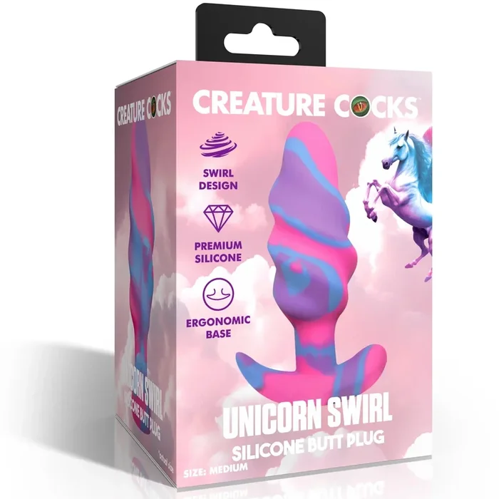 Unicorn Swirl Silicone Butt Plug – Medium