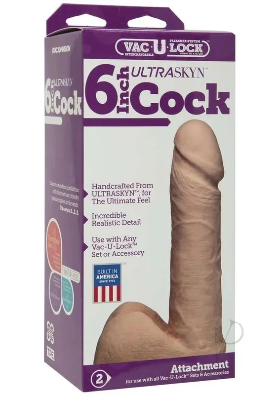 Vac U Lock 6 Inch ULTRASKYN Realistic Dual Density Dildo Flesh