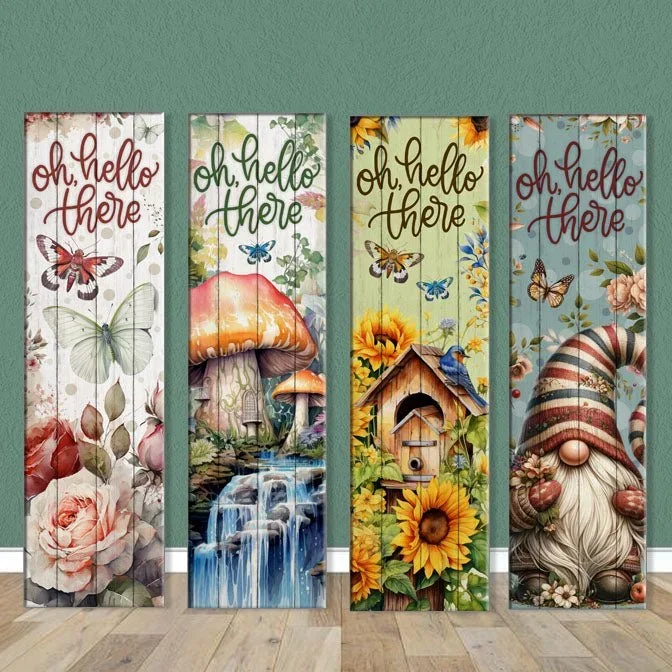 Vertical Porch Sign / Oh Hello There Collection Porch Signs / 10×36 Wooden Signs / Design Options