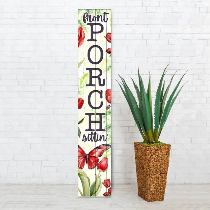 Vertical Porch Sign / Porch and Outdoor Decor / 8×46 Wooden Signs / Front Porch Sittin’