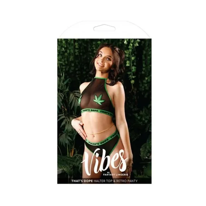 Vibes That’s Dope Halter Top & Retro Panty M/l Black