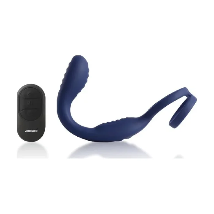 Vibrating Anal Probe and Perineum Stim with Cockring – VibraDuo – Blue