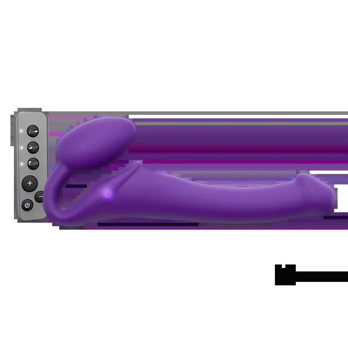 VIBRATING BENDABLE STRAP-ON – M – PURPLE