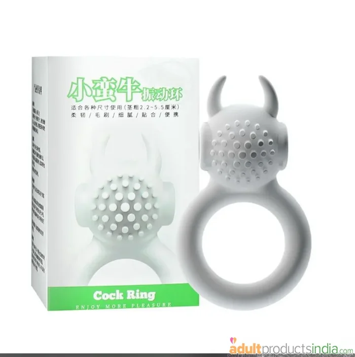 Vibrating Brush Cock Ring – White