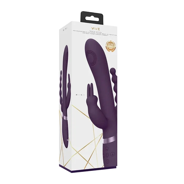VIVE-RINI Rechargeable Pulse-Wave Triple Motor Silicone Rabbit – Purple