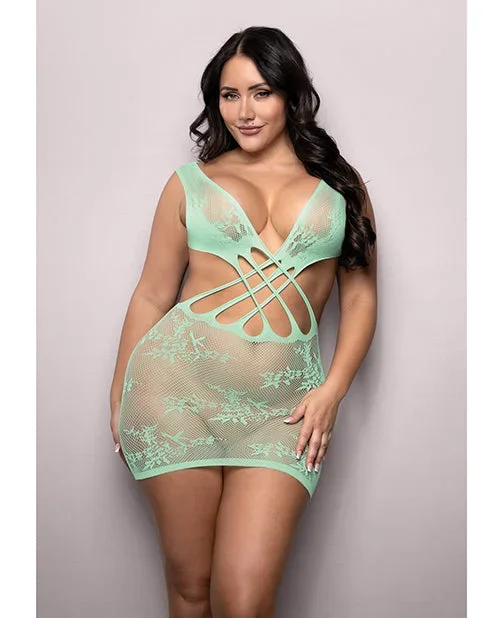 Vixen Yours Truly Strappy Floral Knit Crossover Dress – Mint QN