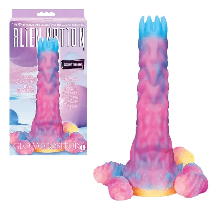 Vopositor Silicone Glow in the Dark Alien Dildo with Eggs – Pink/Blue