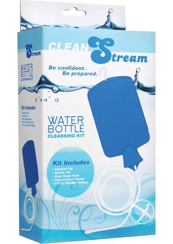 Water Bottle Colon Cleansing Enema Bag Kit Blue Holdes 2 Quarts Clean Stream