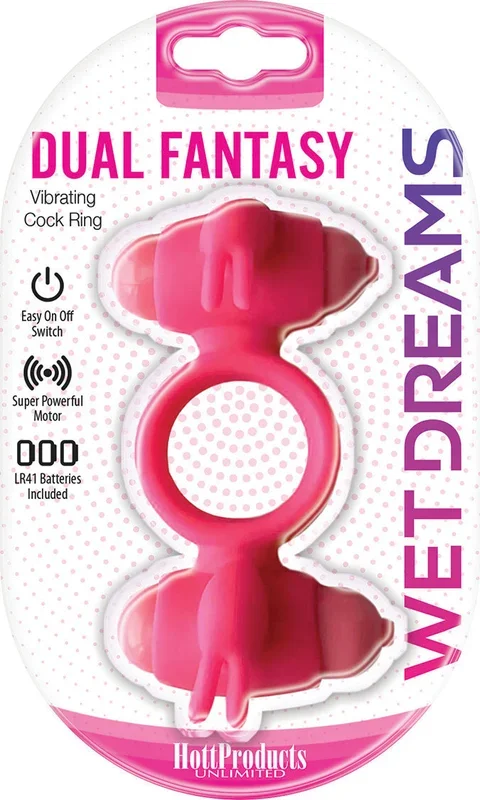 Wet Dreams – Dual Fantasy Cock Ring With Turbo Motors – Pink