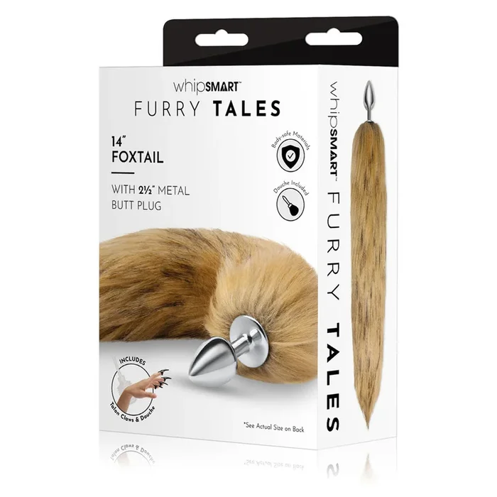 WhipSmart Furry Tales 14 Inch Fox Tail – Metal 6.3 cm Butt Plug with Fox Tail