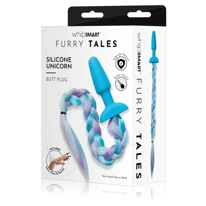 WhipSmart Furry Tales Silicone Unicorn Butt Plug – 8.9 cm Butt Plug with Unicorn Tail