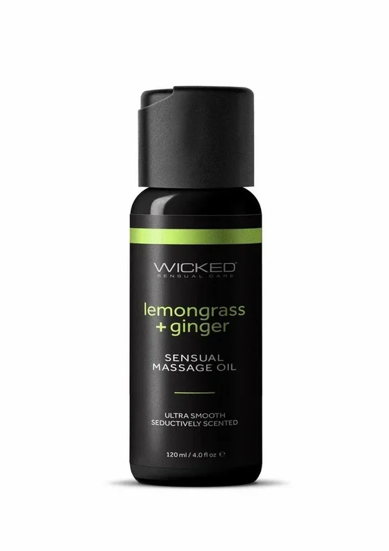 Wicked Sensual Massage Oil 4oz – Lemongrass and Ginger