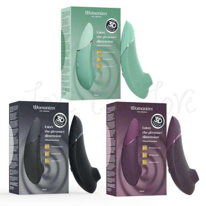 Womanizer Next Rechargeable Clitoral Stimulator with 3D Pleasure Air Technology (Free Womanizer Toy Gel & We-Vibe Toy Bag!)