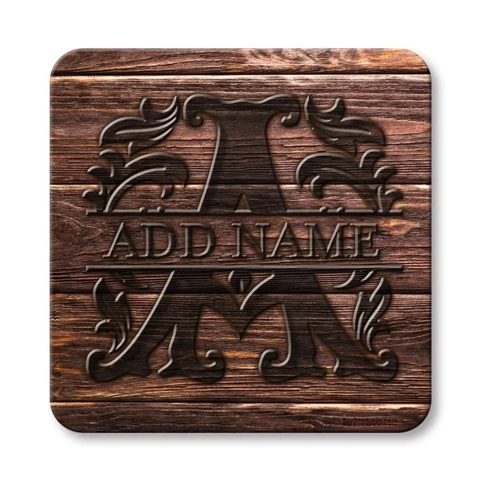 Wood Monogram Letter – CUSTOMIZABLE Cork Bottom Coaster