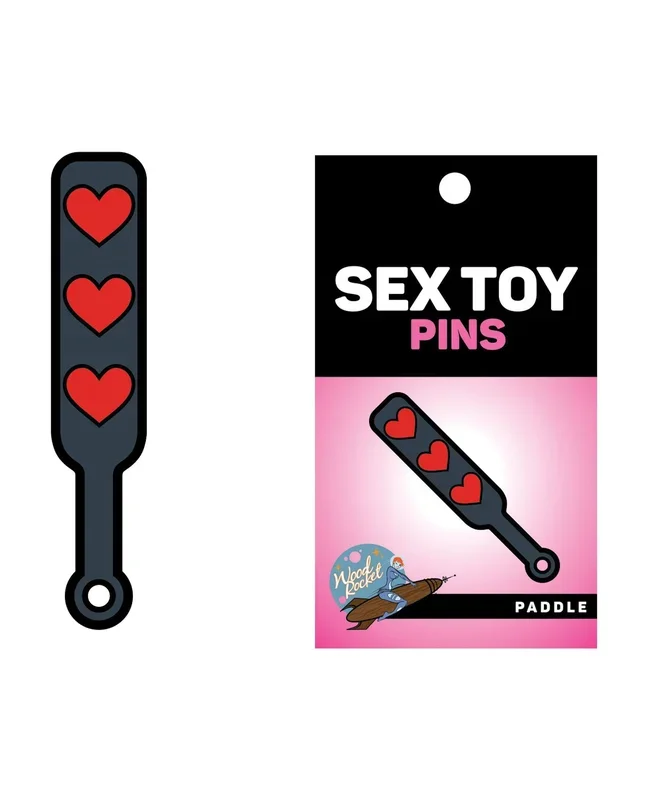 Wood Rocket Sex Toy Hearts Paddle Pin – Black/Red