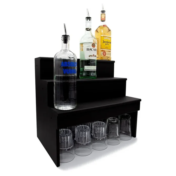 Wood Under Storage Liquor Shelves – 3 Tier – Black (Multiple Sizes Available!)