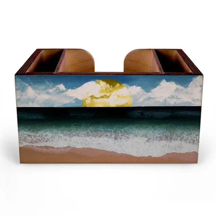 Wooden Bar Caddy – Beach Scene