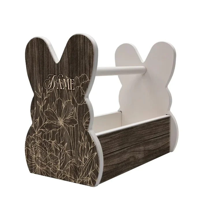 Wooden Bunny Basket – Customizable Floral