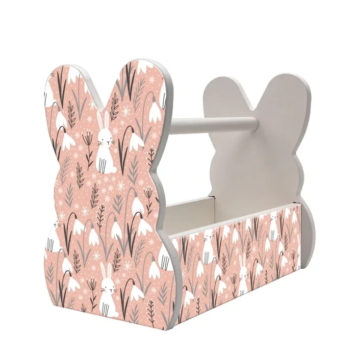 Wooden Bunny Basket – Floral Pattern