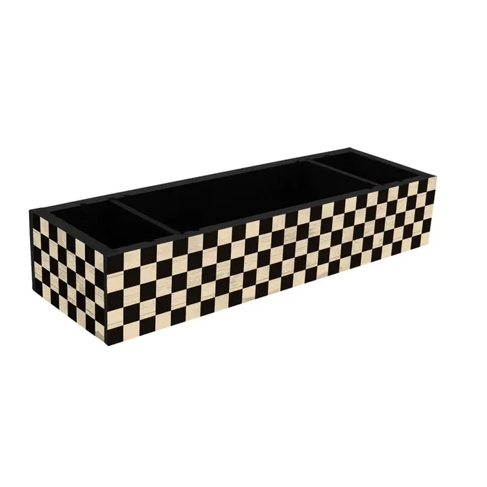 Wooden Condiment Caddy – Checkerboard – Multiple Color Options