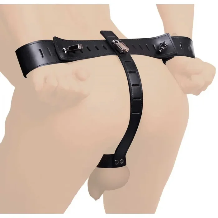 Wrist to Cock Locking Bondage Restraint CBT Toys Femdom BDSM Cuffs