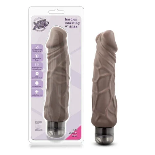 X5 Plus Hard On Vibrating 9inch Dildo Brown