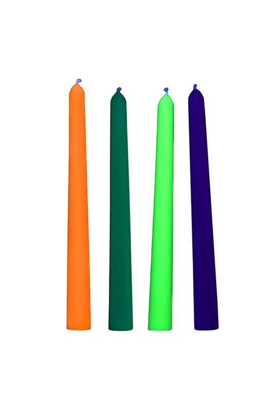 XR Brands – Master Series – Glow Wax Set Of 4 UV Blacklight Reactive Candles