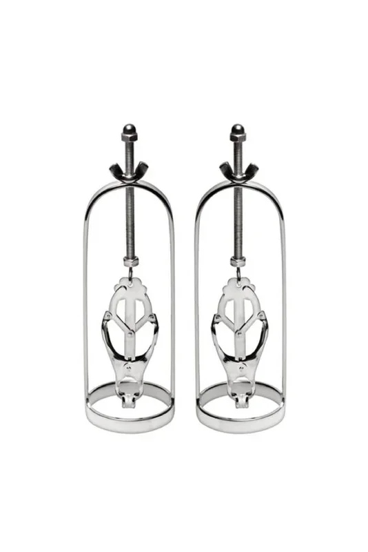 XR Brands – Master Series – Guillotine Stainless Steel Clover – Clamp Nipple Stretcher