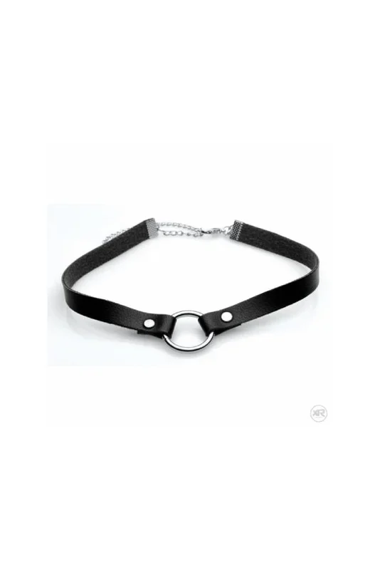 XR Brands – Master Series – Lush Pet Silver Ring Slim Collar – Black