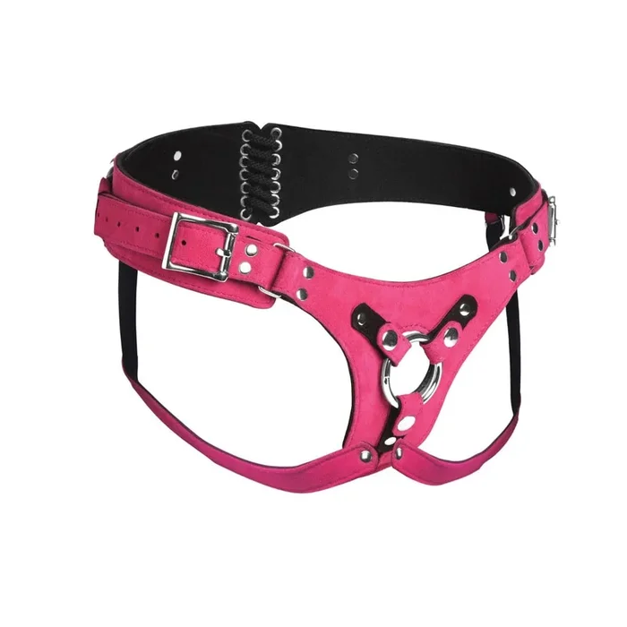 XR Strap U Bodice Deluxe Leather Corset Harness – Pink