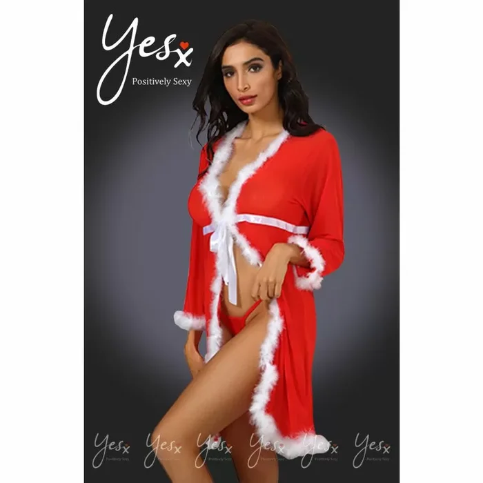 YesX YX948 Red/White Gown & Thong