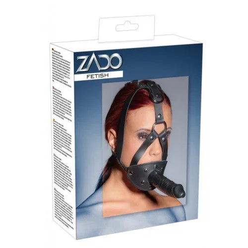 Zado Leather Head Harness with Dildo