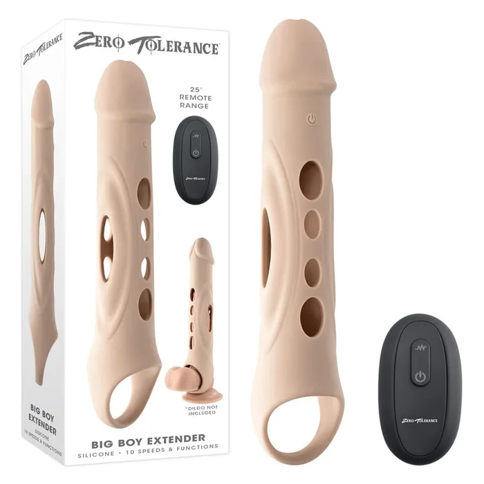 Zero Tolerance BIG BOY EXTENDER – Light – USB Rechargeable Vibrating Penis Extension Sleeve